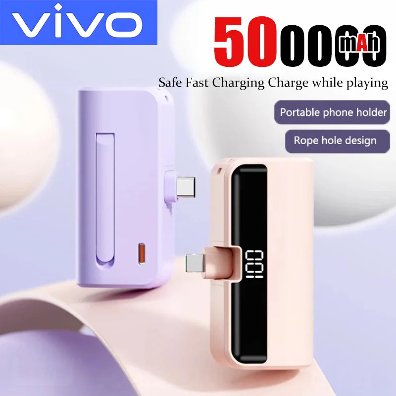 VIVO 500000mAh Mini Portable Large Capacity Capsule Power Bank  Super Fast Charging Mini External Battery for iPhone Huawei