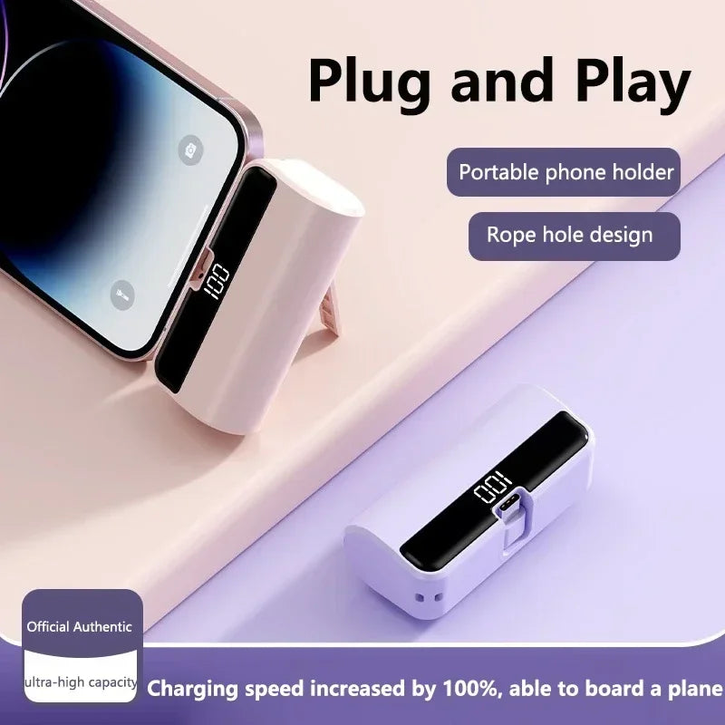 VIVO 500000mAh Mini Portable Large Capacity Capsule Power Bank  Super Fast Charging Mini External Battery for iPhone Huawei